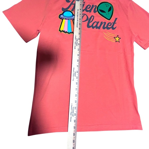 Graphic‎ Tee Coral Pink Alien Planet T Shirt Men's Size XS - Picture 8 of 10